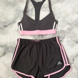 Worn twice Adidas sports bra + shorts set!